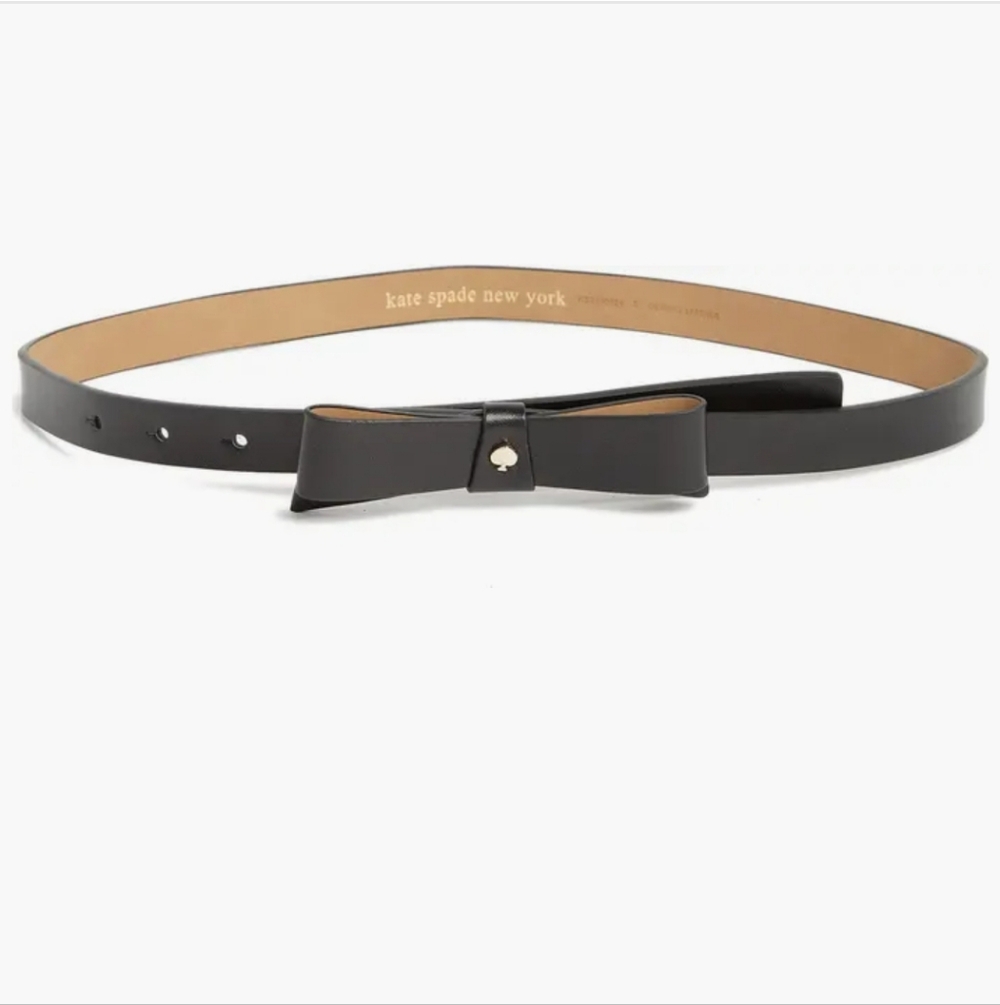 Kate Spade Black Leather Bow Belt with Spade